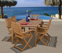 Amazonia Bora Bora 7-pc Teak Rectangular Patio Dining Set Brown