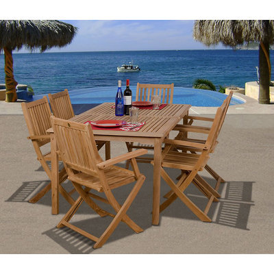 Amazonia Bora Bora 7-pc Teak Rectangular Patio Dining Set Brown