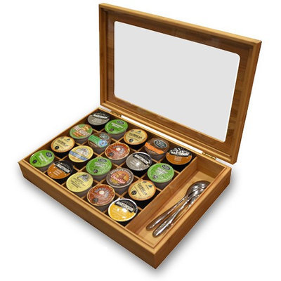 Vandue Corporation Bamboo Keurig K-Cup Organizer/Display Box with Accessory Section