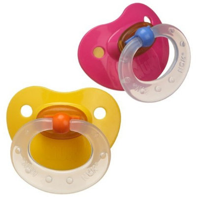 NUK 2 Pack Fashion Latex BPA Free Pacifier, Size 2, Colors May Vary