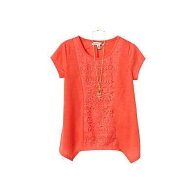 Speechless® Girls' 7-16 Short Sleeve Slub Tee With Lace