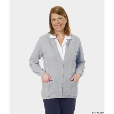Silvert's Silverts 132600205 Quality Cardigan for Elderly Senior Womens Sweater with Pockets Silver Grey - Extra Large