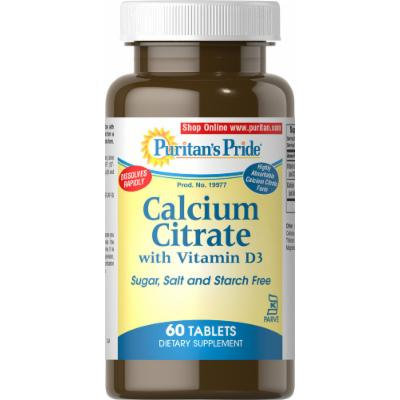 Puritan's Pride Calcium Citrate with Vitamin D Kosher-60 Tablets
