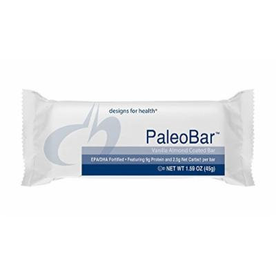 Designs for Health , PaleoBar Vanilla Almond , Great Vanilla Whey Protein Bar , Naturally Sweetened , Product Shipped Fresh with Cold Packs