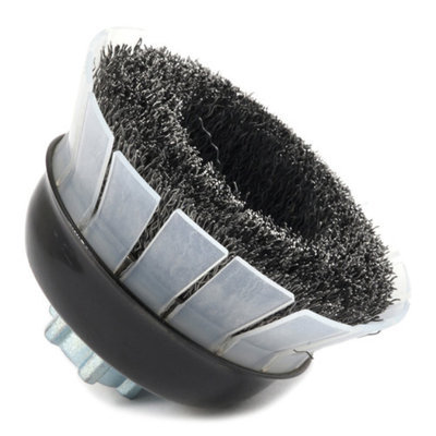 Forney 72885 Wire Cup Brush Industrial Pro Crimped with Safety Guard 5/8-Inch-11 and M14-by-2.0 Mult