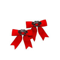 Hot Topic Red Love Brass Knuckles Ribbon Bow Hair Clips 2 Pack