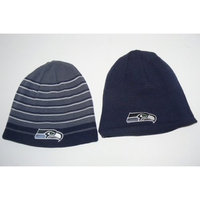 Reebok NFL Seattle Seahawks Reversible Striped Cuffless Beanie Hat Cap
