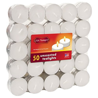 Light In The Dark USA White Unscented Tealight Candles (Pack of 50)