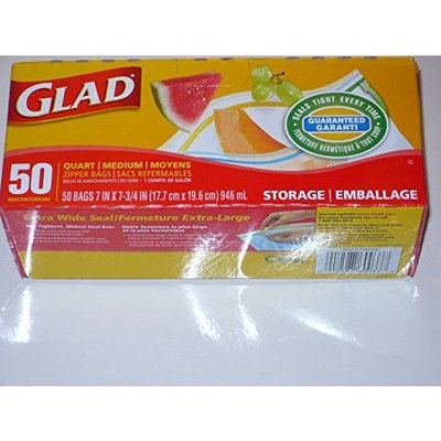 Glad Zipper Storage Bags-Quart Size, 50 Count (Pack of 9)