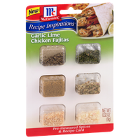 McCormick® Garlic Lime Chicken Fajitas Spices & Recipe Card