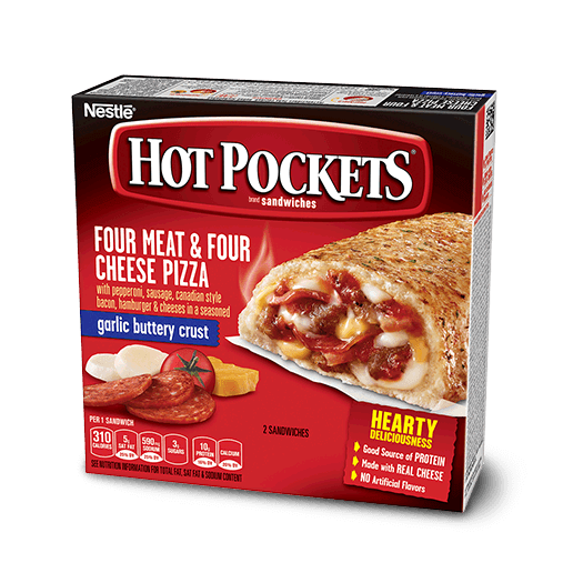 Hot Pockets Four Meats & Four Cheese Pizza Garlic Buttery Seasoned
