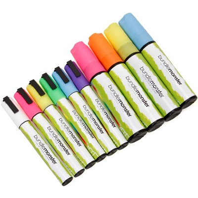 Bundle Monster 10pc Multi Color 6mm and 15mm Chisel Tip Liquid Chalk Marker Set