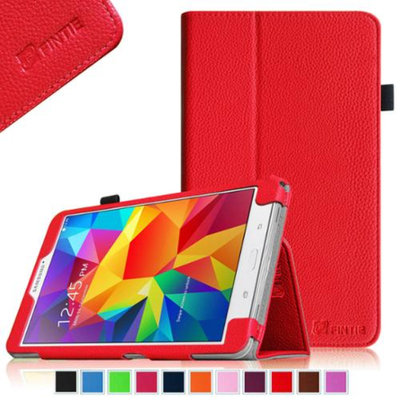 Fintie Folio Premium Vegan Leather Case Cover for Samsung Tab 4 7.0 7-Inch Tablet, Red