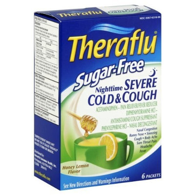 Theraflu Severe Cold & Cough, Nighttime, Sugar-Free, Honey Lemon Flavor, 6 ct.