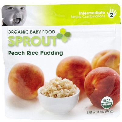Sprout Organic Baby Food, Peach Rice Pudding, Stage 2, 3.5-Ounce Pouches (Pack of 12)