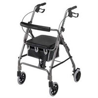 Mabis 501-2012-4100 Ultra Lightweight Aluminum Rollator - Curved Backrest - Titanium