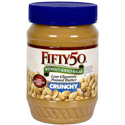 Fifty 50 Low Glycemic Crunchy Peanut Butter, 18 oz (Pack of 6)
