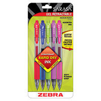 Zebra(R) Sarasa(R) Retractable Gel Pens, Assorted Colors, Pack Of 5
