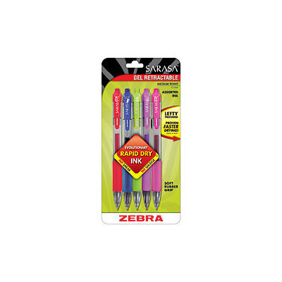 Zebra(R) Sarasa(R) Retractable Gel Pens, Assorted Colors, Pack Of 5