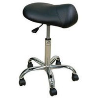 Oakworks Professional Saddle Stool with Chromed Steel Base Color: Blue grass