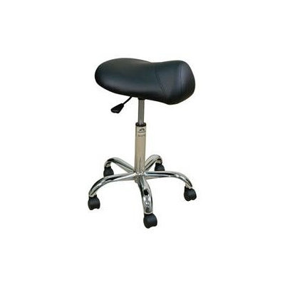 Oakworks Professional Saddle Stool with Chromed Steel Base Color: Blue grass
