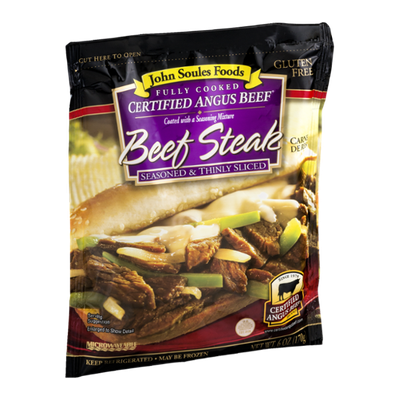 John Soules Foods Certified Angus Beef Steak Seasoned & Thinly Sliced