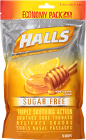 HALLS Sugar Free Honey-Lemon Flavor Suppressant Drops