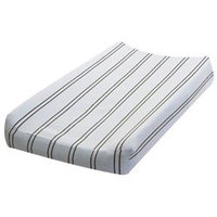 Go Mama Go Blue with Chocolate Stripes Changing Pad Cover