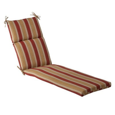 Pillow Perfect Outdoor Chaise Lounge Cushion - Tan/Red Stripe