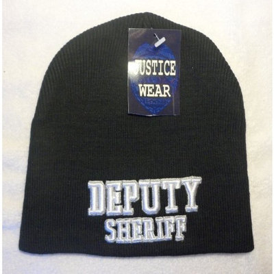 Deputy Sheriff Law Enforcement Black Skull Cap - Cuffless Beanie Hat