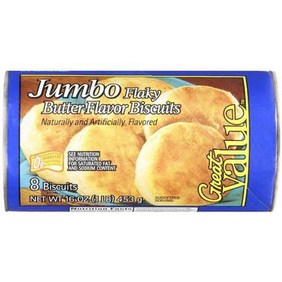 Great Value Butter Flaky Jumbo Biscuits, 8 count, 16 oz