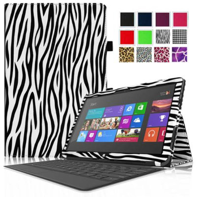 Fintie Folio Leather Case Cover for Microsoft Surface RT / Surface 2 10.6 inch Tablet, Zebra Black