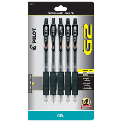 Pilot Corporation Of America Pilot G2 5ct Black Extra Fine Tip Gel Ink Pen, None