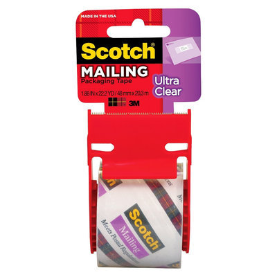 Scotch Ultra Clear Mailing Packaging Tape 1.88in x 22.2-yd.