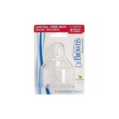 Dr Brown's Natural Flow Level 1 Wide Necked Teats Twin Pack