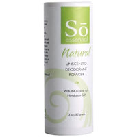 So Essential Natural Unscented Deodorant Powder, 3-Ounce Shaker