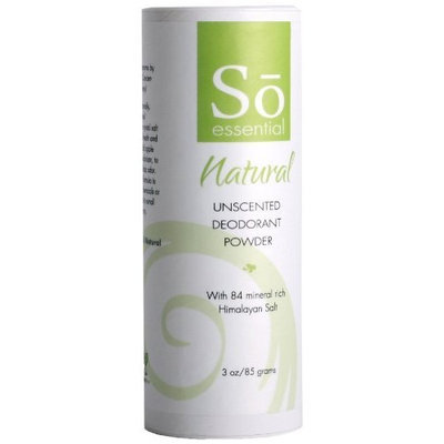 So Essential Natural Unscented Deodorant Powder, 3-Ounce Shaker