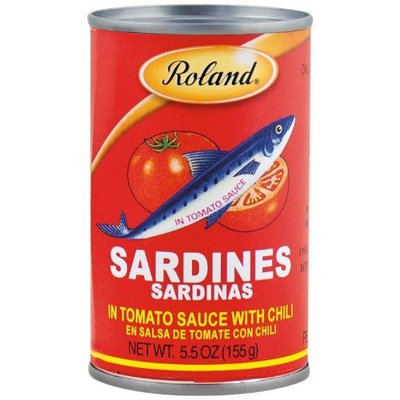 Roland Sardines in Tomato Sauce with Chili, 5.5-Ounce Cans (Pack of 50)