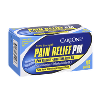 CareOne Extra Strength Pain Relief PM Pain Reliever-Nighttime Sleep Aid - 100 CT