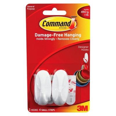 3M Command Damage-Free Hanging Small Designer Hooks 2-pk.