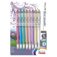 Alvin BG208BP8M 0.8mm Pentel Slicci Metallic Assorted Gel Pen Pack of 8