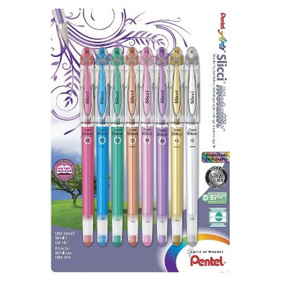 Alvin BG208BP8M 0.8mm Pentel Slicci Metallic Assorted Gel Pen Pack of 8