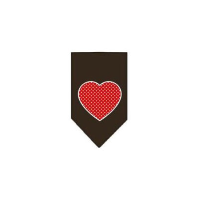 Ahi Red Swiss Dot Heart Screen Print Bandana Cocoa Small