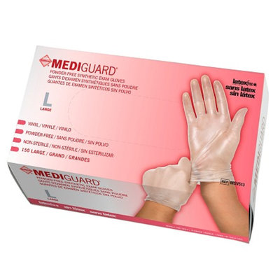 Medline Mediguard Exam Glove Vinyl PF 1500ct, Large, Clear, 1 ea