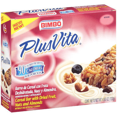Bimbo Plusvita Cereal Bar With Dried Fruit, Nuts & Almonds, 4.65 oz