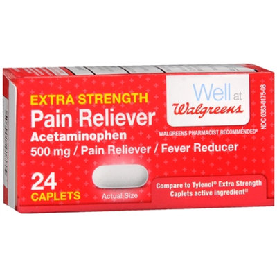 Walgreens Pain Reliever Extra Strength Caplets, 24 ea