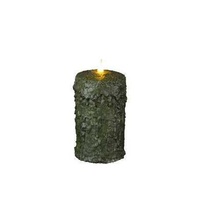 Delighted Home MC-W6G Hand-Waxed Battery-Operated 6 in. Green MC Pillar Candle