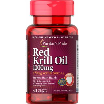 Puritan's Pride Red Krill Oil 1000 mg (170 mg Active Omega-3)-30 Softgels