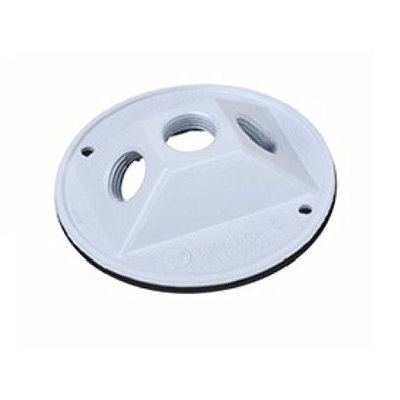 Legrand P & S WPRB13-W 4 Rnd Outdoor Cluster Cvr, 3-Hole 1/2,w/Gasket/Screws/Plugs, Wht