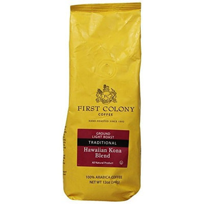 First Colony Ground Coffee, Hawaii Kona Blend, 12-Ounce Bag